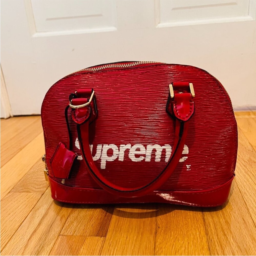 Louis Vuitton X Supreme Collab Logo  Coquelicot Epi Red Leather Alma BB Bag